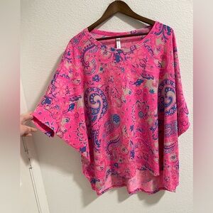 Dear Scarlett Pink and Blue Paisley Blouse